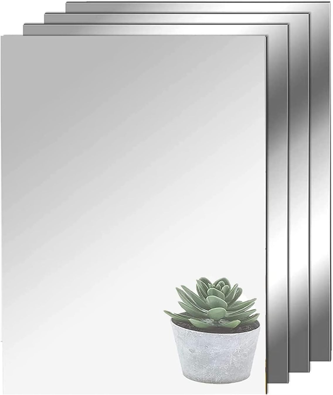 HD Klebespiegel Spiegel 4pcs Kein Glasspiegel Spiegelfliesen A4 Selbstklebend...