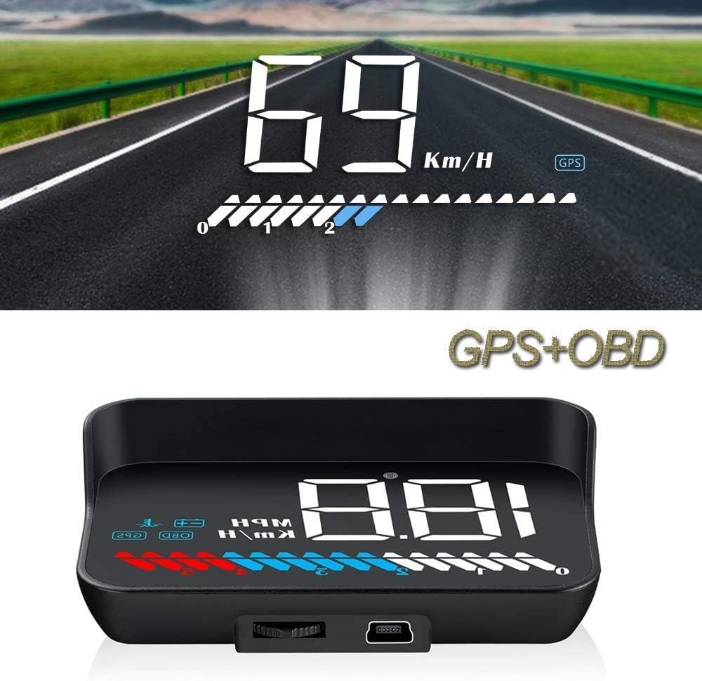 Head Up Display Auto HUD Anzeige OBD2 & HUD GPS Anzeige, iKiKin 3,5 Zoll Kopf...