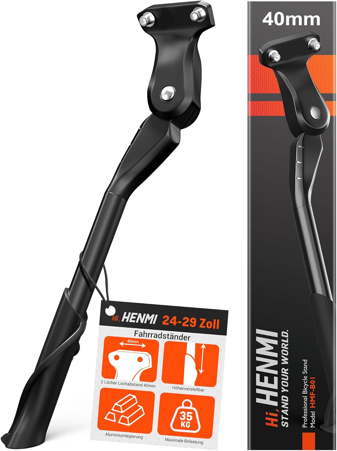 HENMI Fahrradständer 24-29 Zoll,Fahrradständer mit 2 Löchern,Stabil Seitenstä...