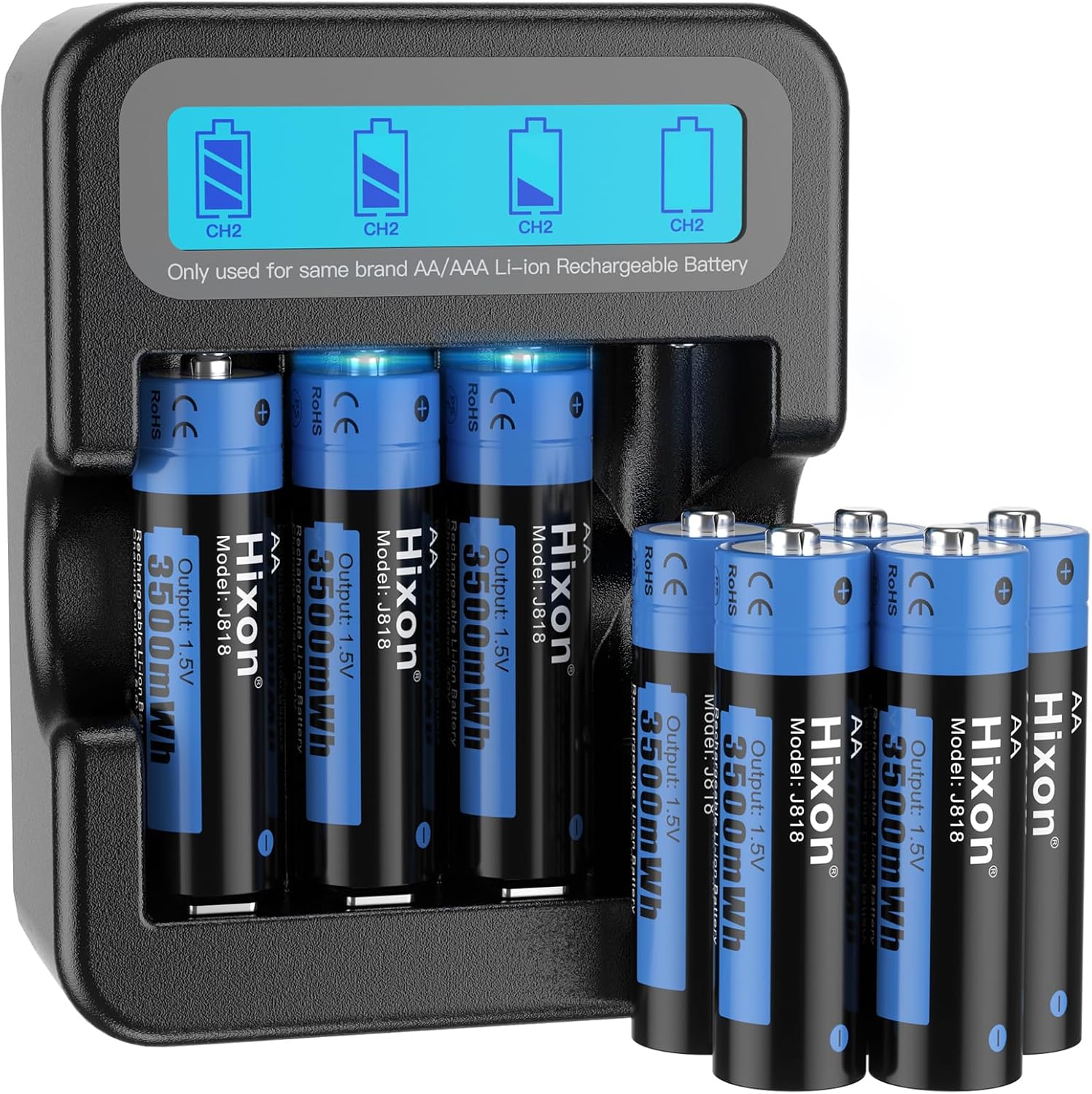 Hixon Lithium AA Akku, Wiederaufladbare 1,5V AA Akku, 3500mWh und 1600 Lange ...