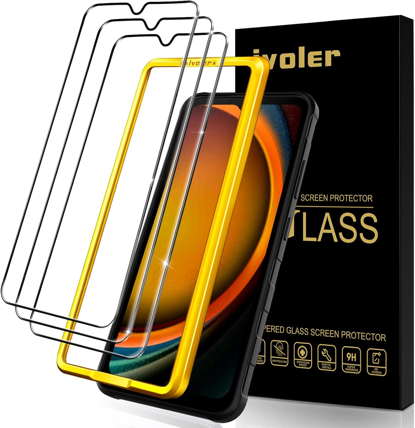 ivoler 3 Stück Panzer Schutz Glas für Samsung Galaxy Xcover 7 / Xcover7, Schu...
