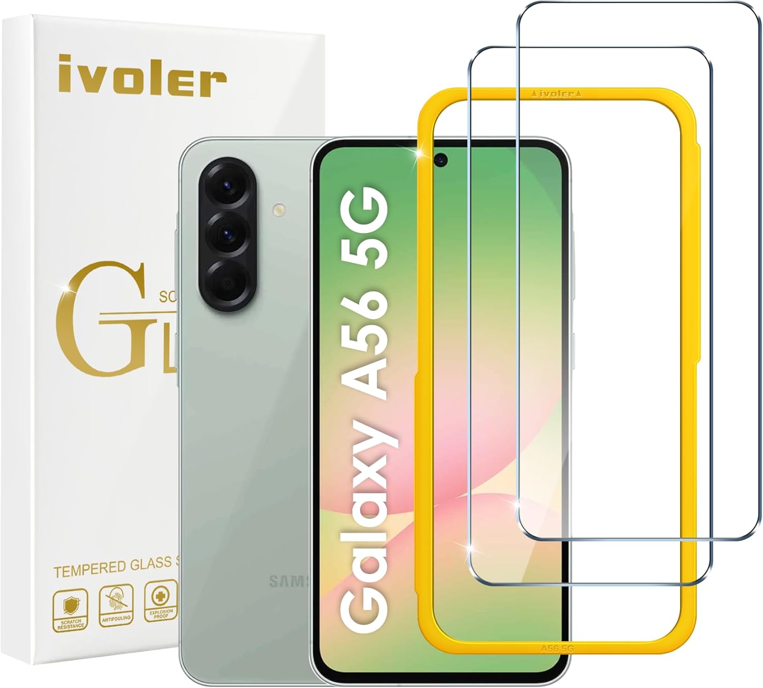 ivoler Schutzfolie für Samsung Galaxy A56 5G, Panzer Schutz Glas Folie Displa...