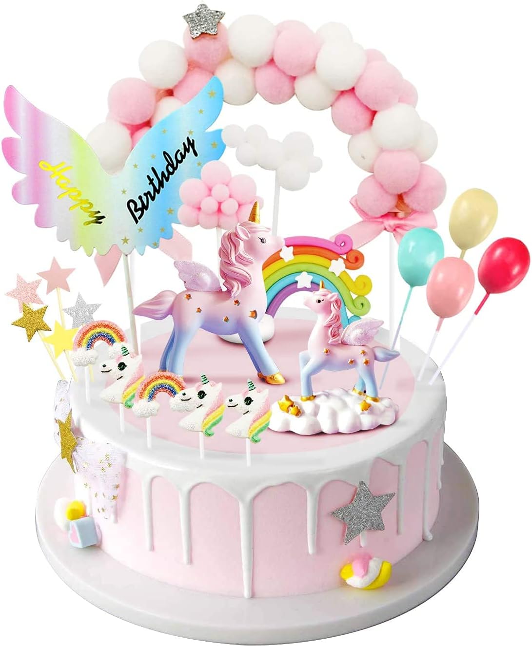 iZoeL Tortendeko Einhorn Geburtstag Kuchen Regenbogen Happy Birthday Girlande...