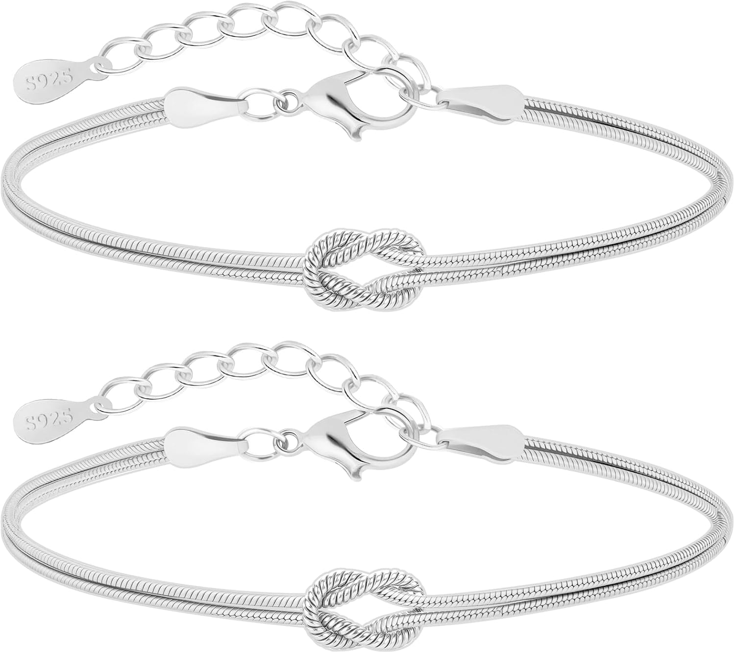 J.Fée 2 Artikel Armband Damen Silber 925, 14K Knoten Armband Gold, Partner Ar...