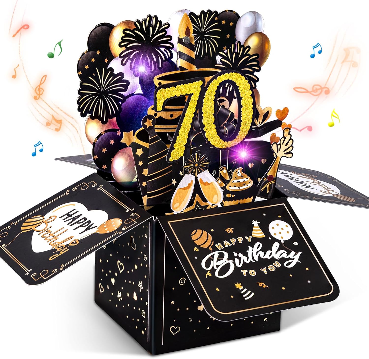 Joyoldelf 70 Geburtstagskarte mit Musik - 70. Geburtstag Pop Up Karte mit Lic...
