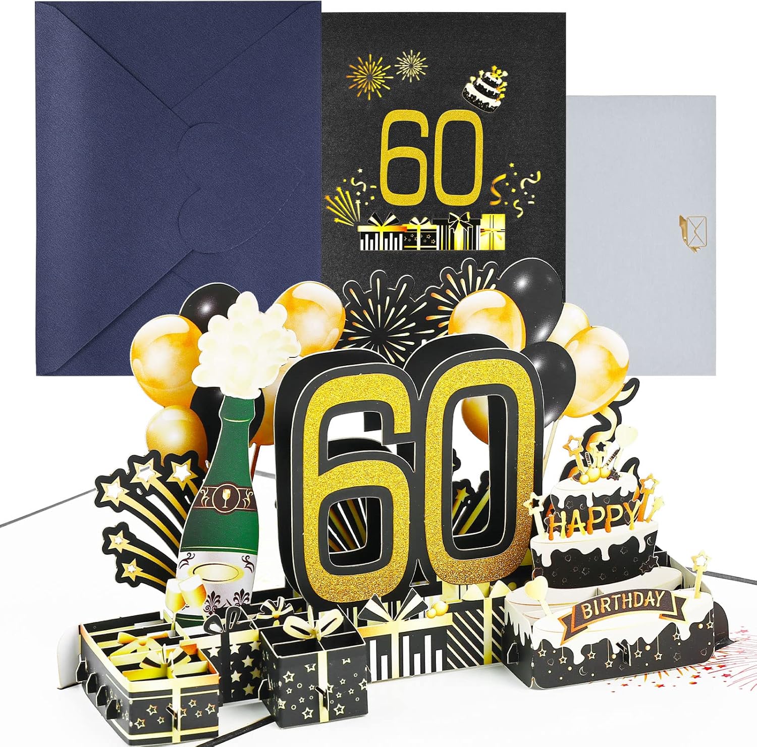 Joyoldelf Geburtstagskarte zum 60. Pop Up Grußkarten, 3D Pop Up Karte Geburts...