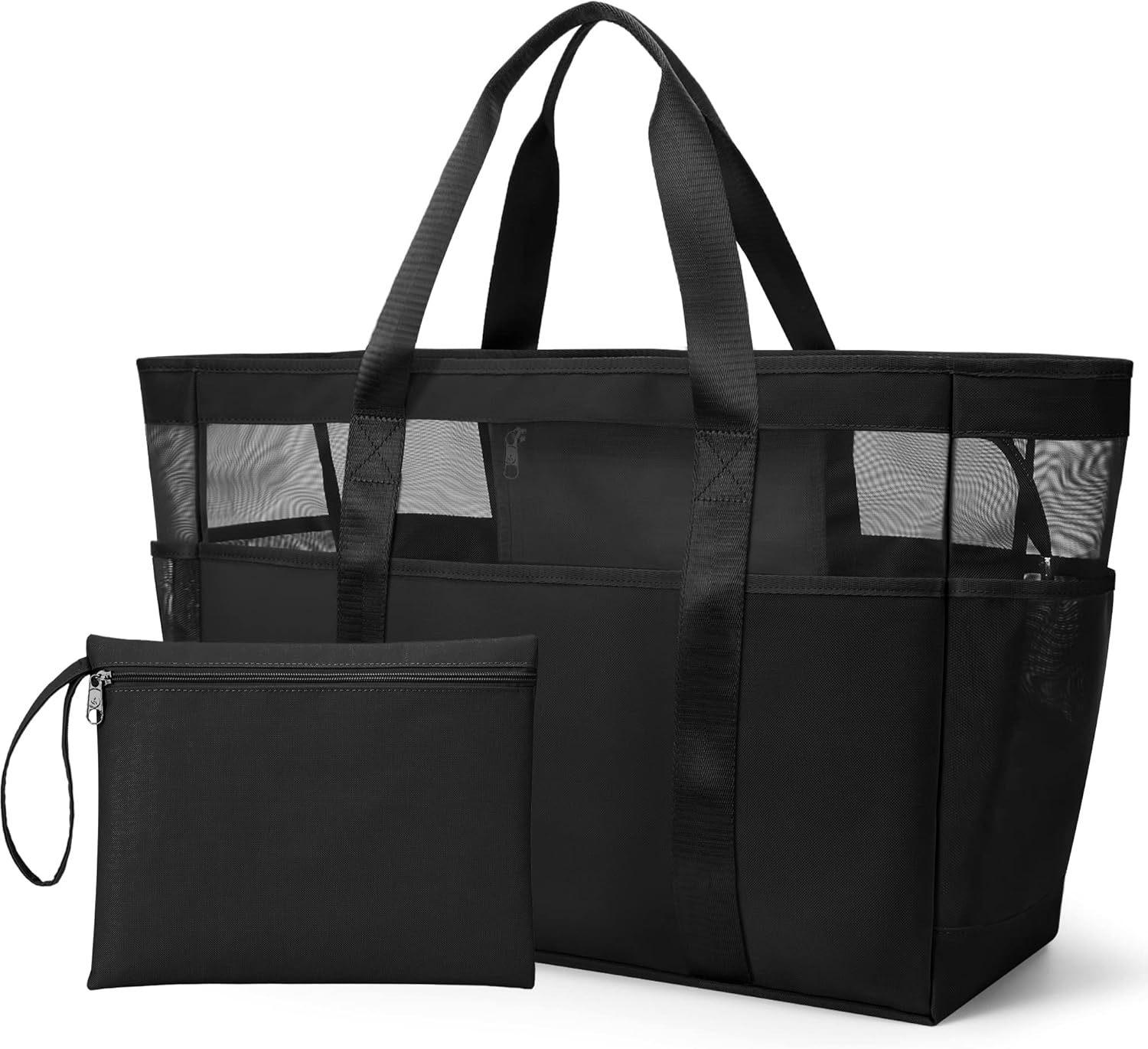 KALIDI Mesh Strandtasche XXL Familie, Strandtasche mit Reißverschluss Shopper...