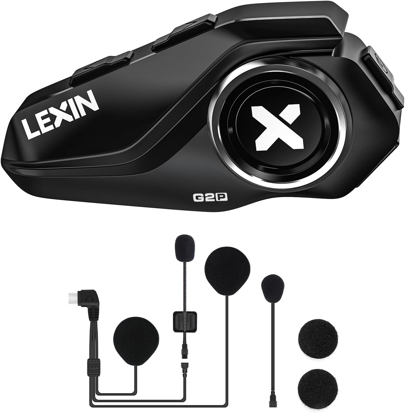 LEXIN G2P Motorrad Bluetooth Headset, Helm Kommunikationssystem für 2 bis zu ...