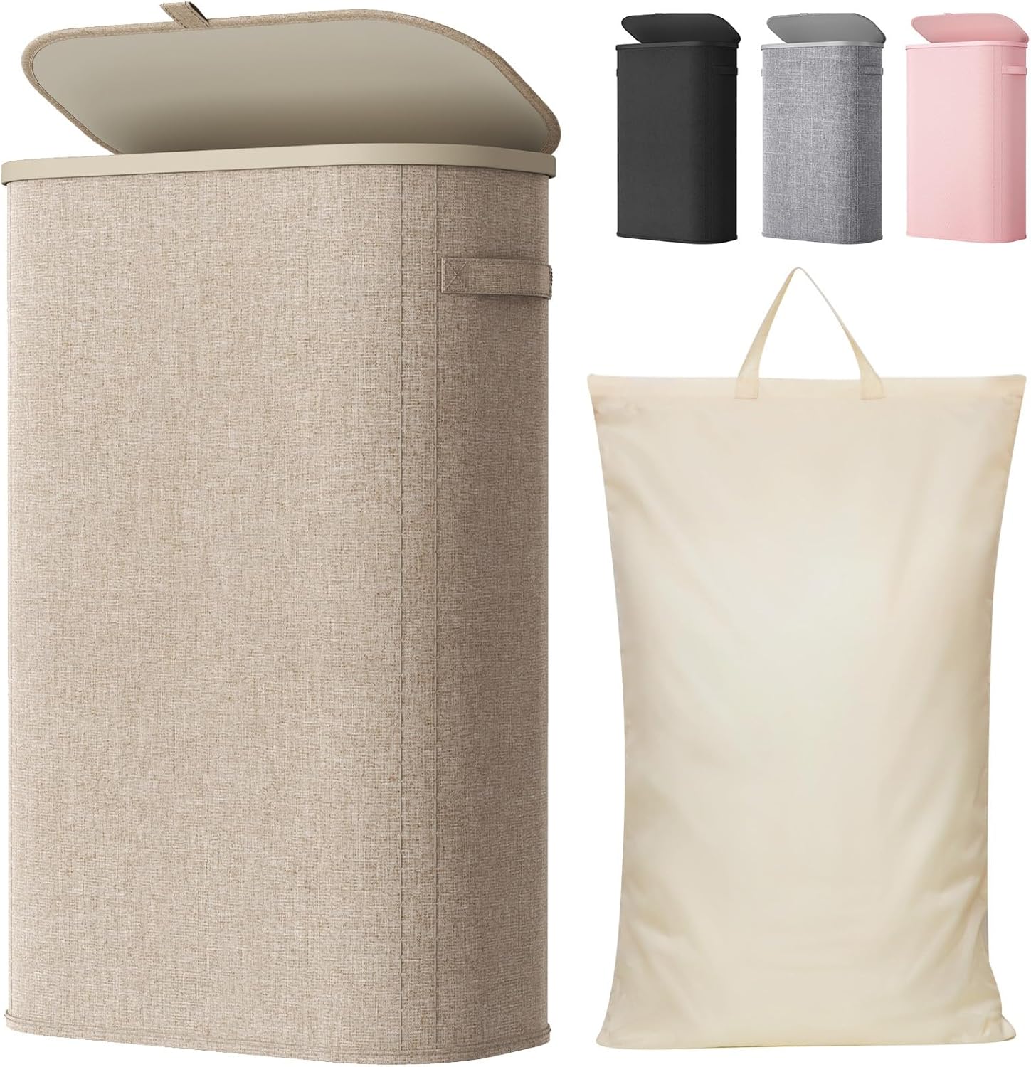 Lifewit Schmal Wäschekorb mit Deckel, 65L Wäschesammler mit Kunststoffrahmen,...