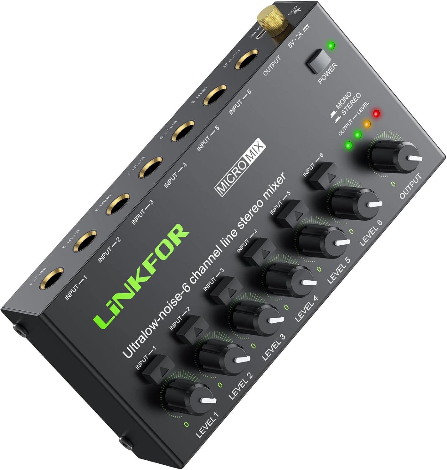 LiNKFOR 6 Kanal Mini Stereo Audio Mixer Ultrakompakter Audiomixer Unabhängige...