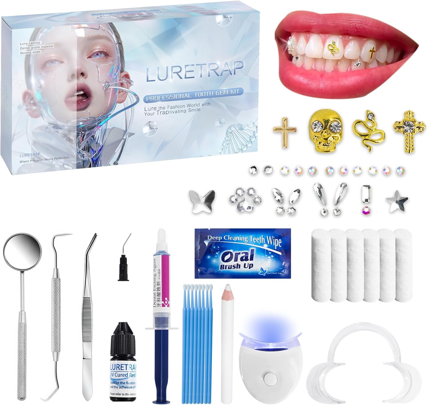 Luretrap Y2K-Ästhetik zahnschmuck set tooth gem kit| 30 Premium-Kristallstück...