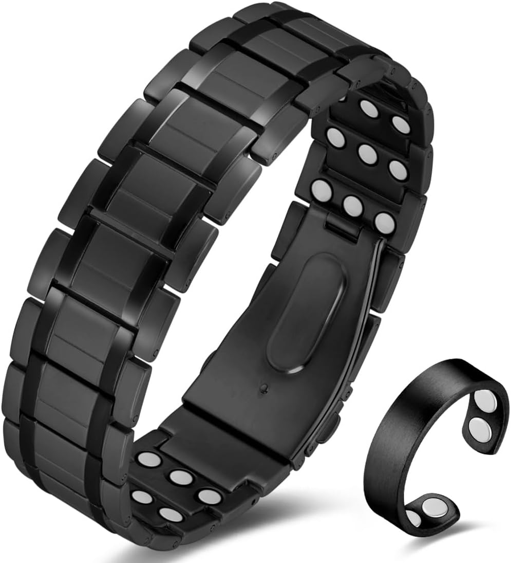 Lymphdrainage Magnetarmband Herren Ultrastarke Magnete Reines Titan verstellb...