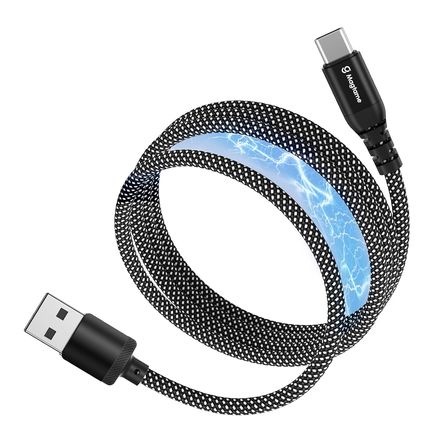 Magtame magnetisches USB C Kabel, Elastisches gewickeltes USBA zu USB-C- Lade...