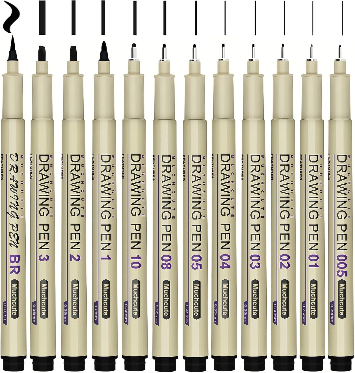 Micron Fineliner Schwarz Stifte Tuschestifte: 12 Schwarzer Set Zentangle Zeic...