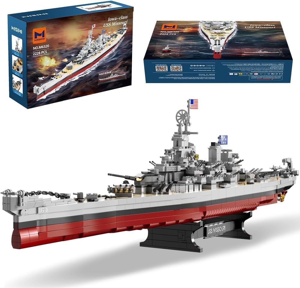 MISINI M6320 Military Series WWII Battleship Klemmbausteine Technik, 2228 Tei...