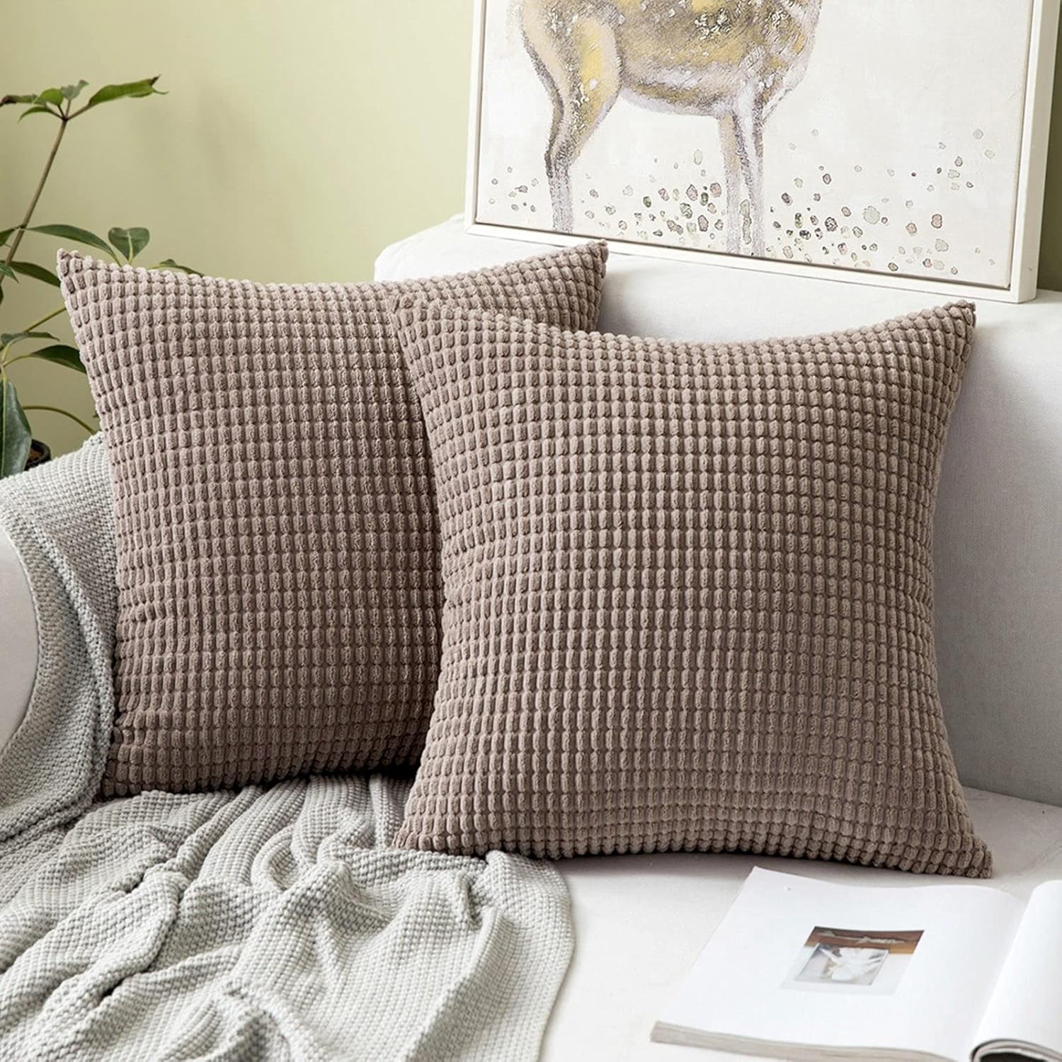 MIULEE Kissenbezug 40x40 Brown Sofakissen Kordsamt Kissenbezüge Quadrat Cord ...