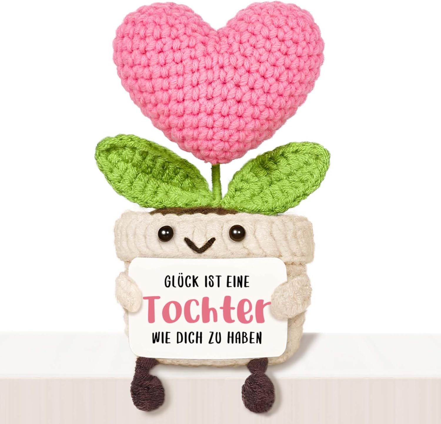 Mutter Tochter Geschenk - Handgemachte gehäkelte Herzblume mit Energiekarte, ...