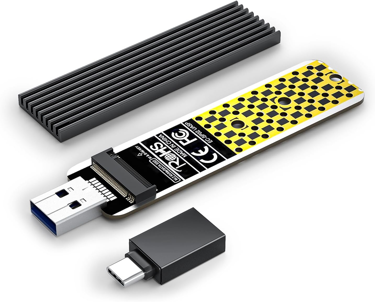 NVMe Gehäuse, ANYOYO 10 Gbps USB 3.2 Gen2 M2 SSD Gehäuse USB C SSD M2 Gehäuse...