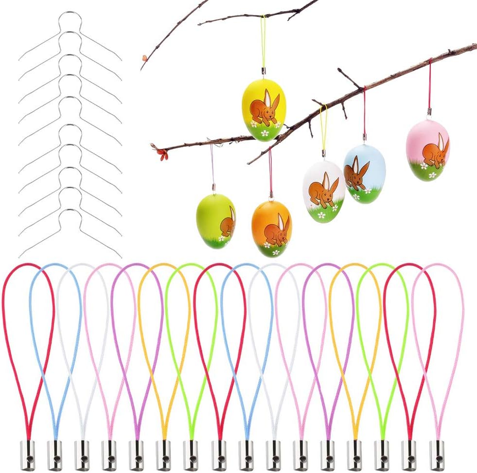 O-Kinee Aufhänger für Ostereier 150 Stück+150 Stück Bunte Schnur,Aufhänger fü...
