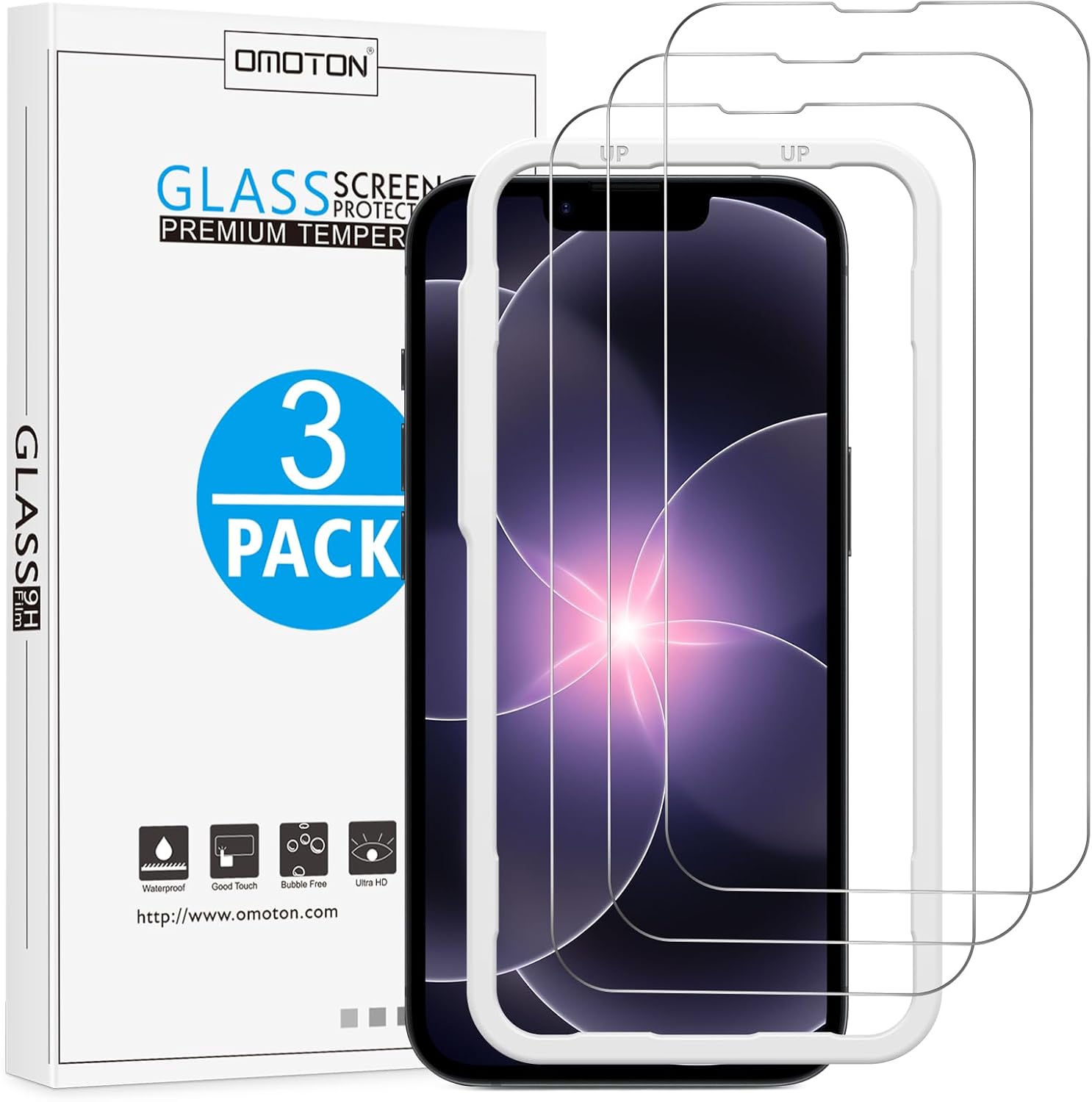 OMOTON für iPhone 17e/16e Panzer Schutz Glas mit Montagerahmen, kompatibel mi...