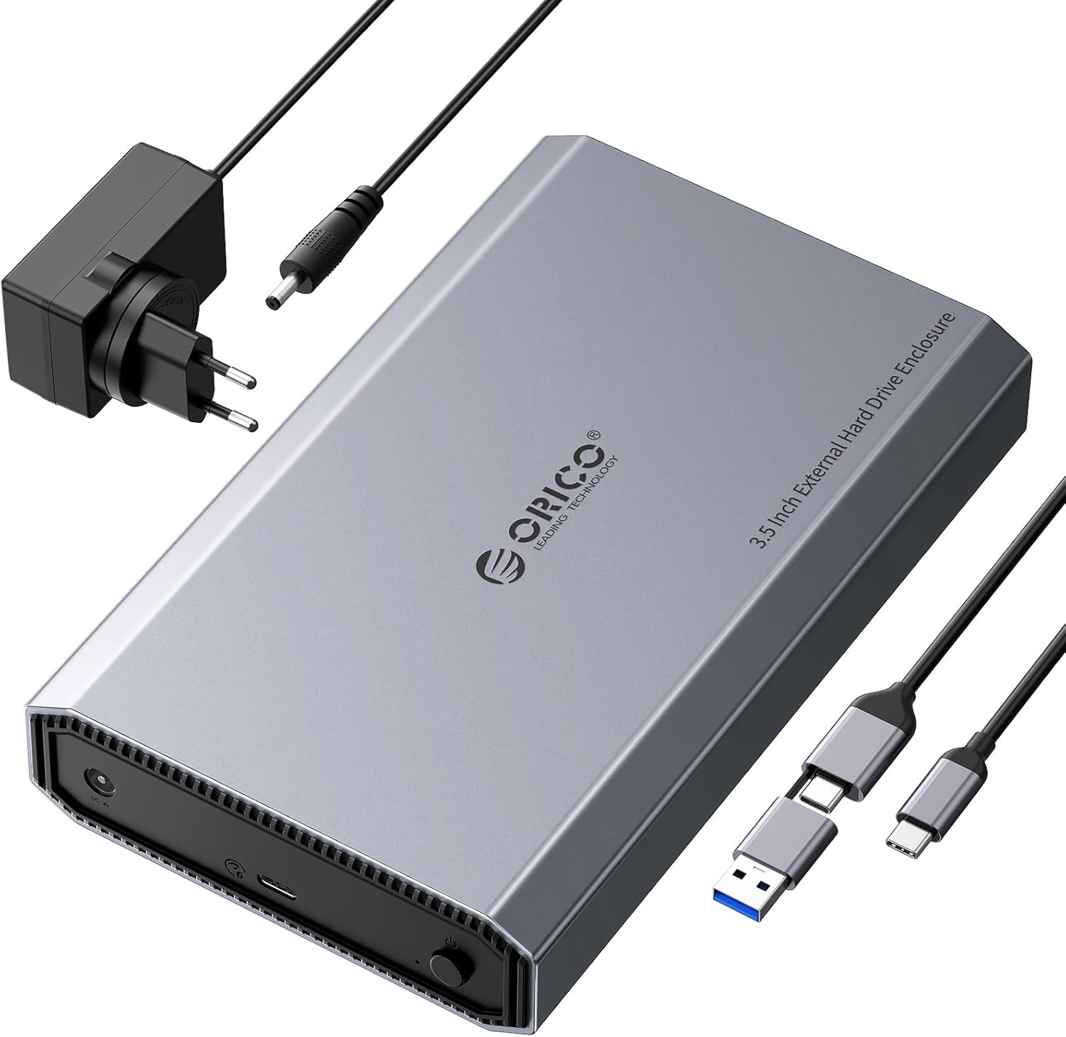 ORICO Aluminium Festplattengehäuse 3,5 Zoll USB C 3.2 6Gbps Externes HDD Gehä...