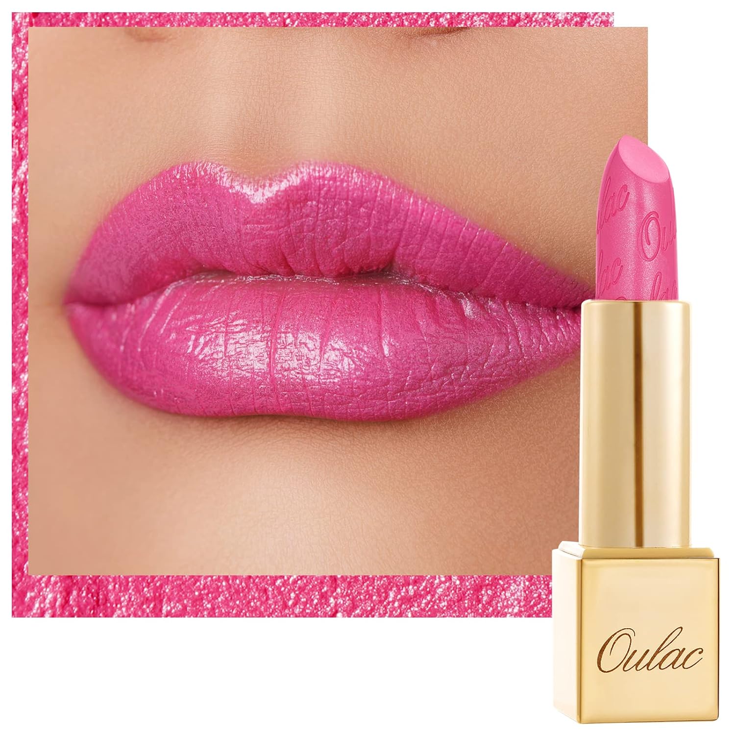 OULAC Lippenstift Metallic Glanz Finish, Kein Körniges Gefühl Lipstick mit La...