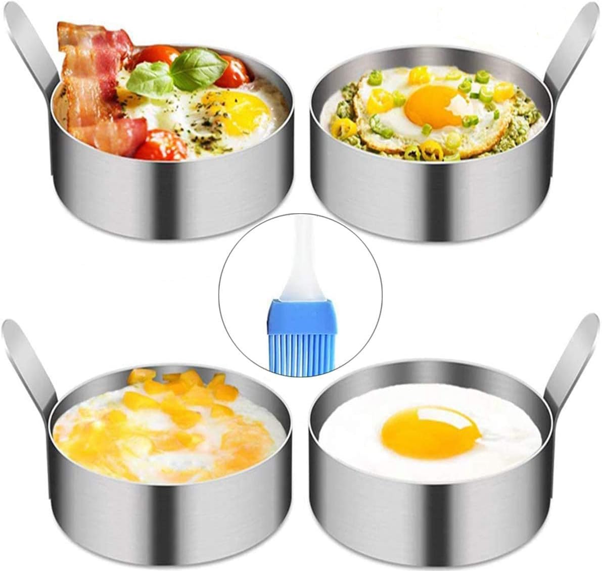 Pancake Form Egg Ring, 4 Pack 9cm Spiegeleiform Ei Ring zum Kochen von Spiege...
