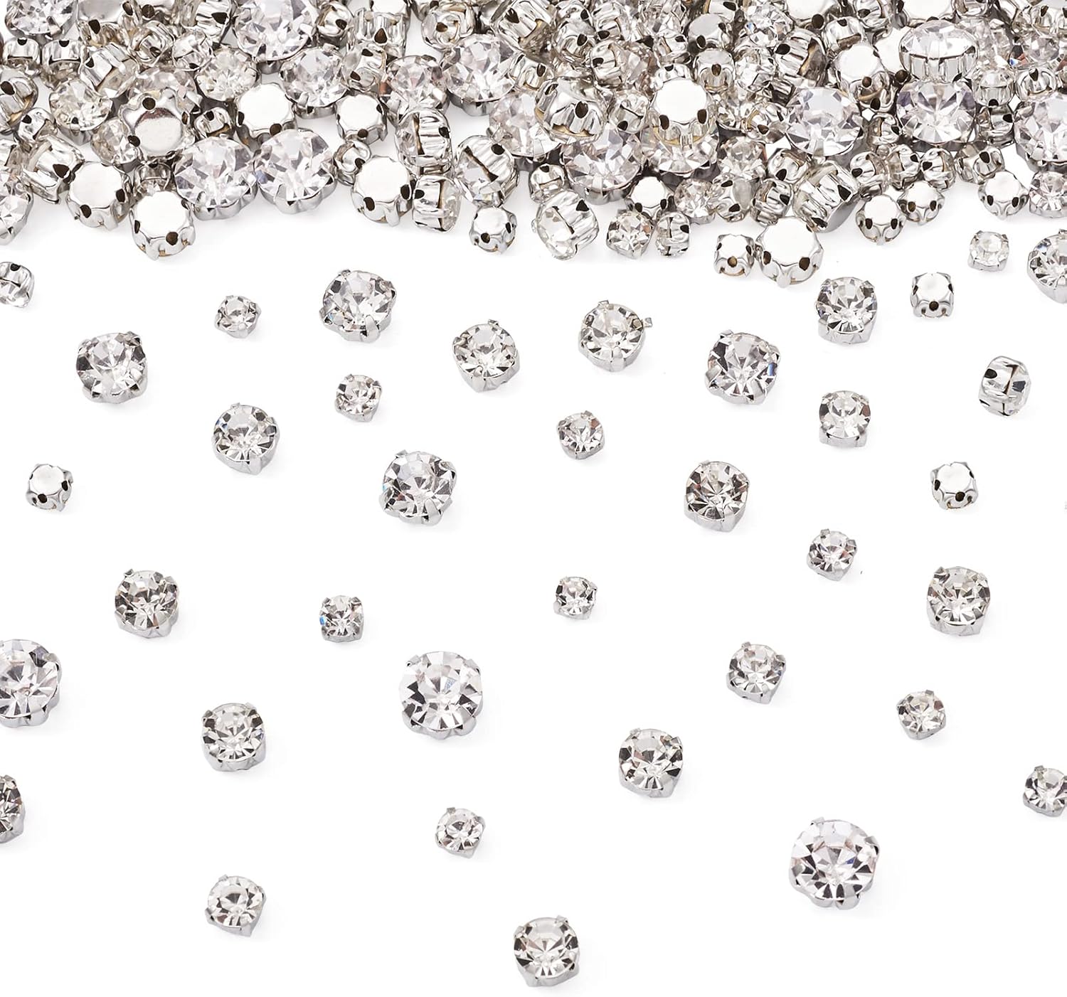 PandaHall 780 Stück Strasssteine zum Aufnähen flach rund verschiedene Größen ...