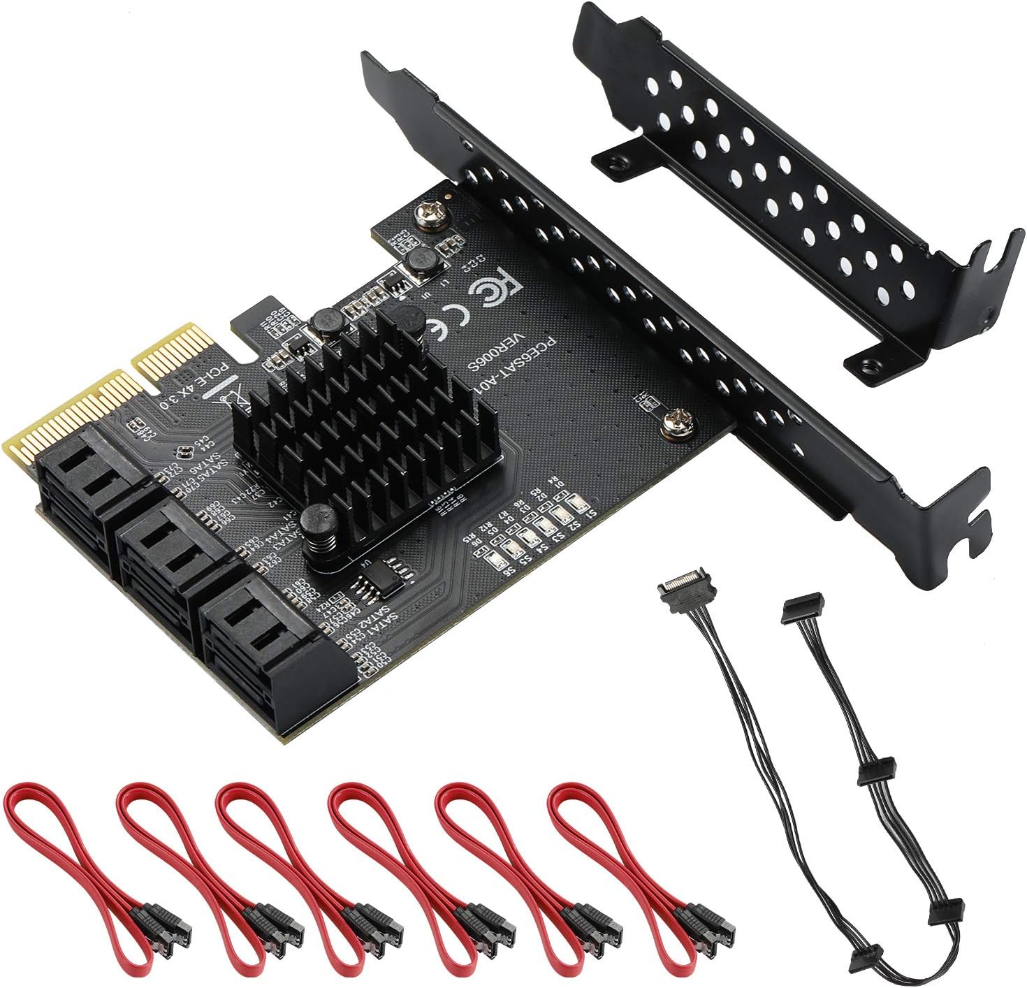PCI-E x4 zu 6 Port SATA Karte, PCIE Gen3 SATA Controller Karte, SATA 3.0 6Gbp...