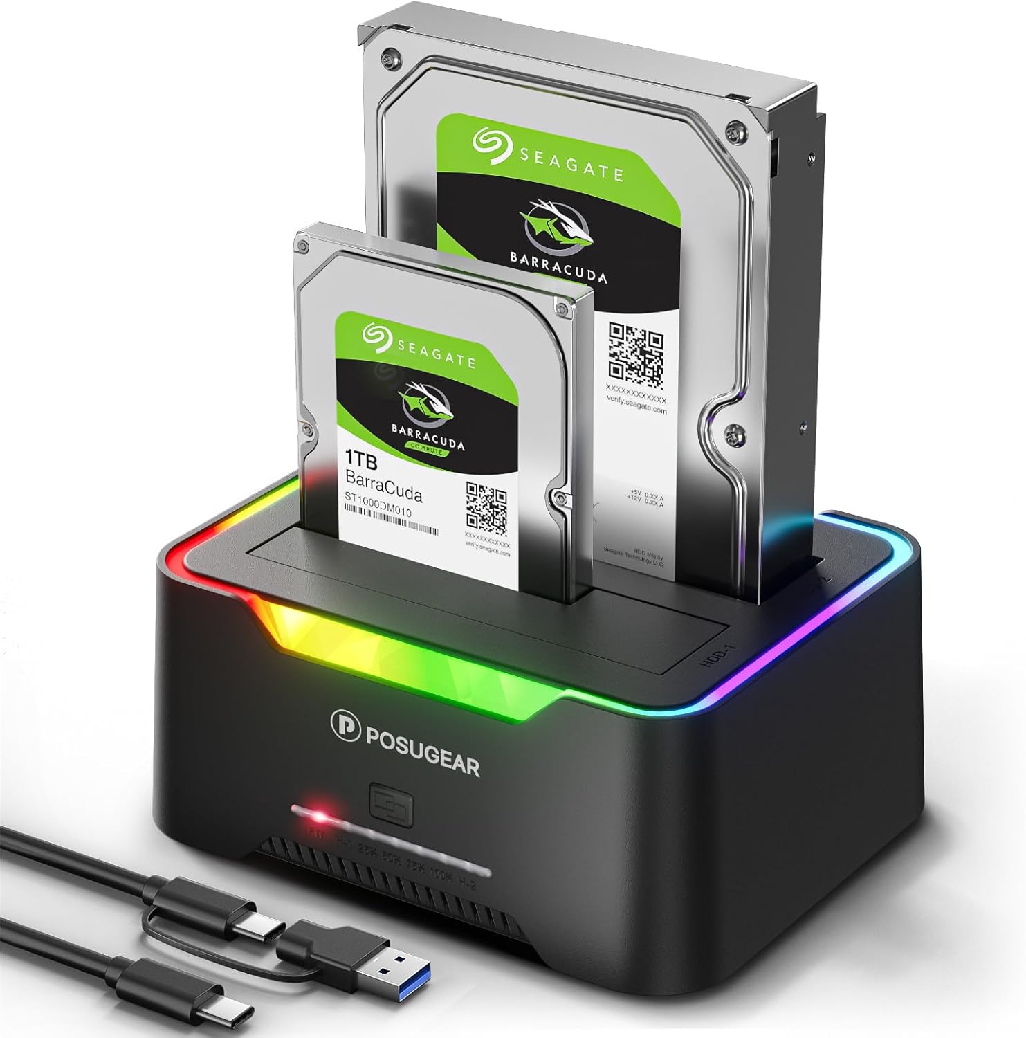 POSUGEAR Festplatten Docking Station, RGB USB 3.0 Festplattengehäuse für 2,5 ...