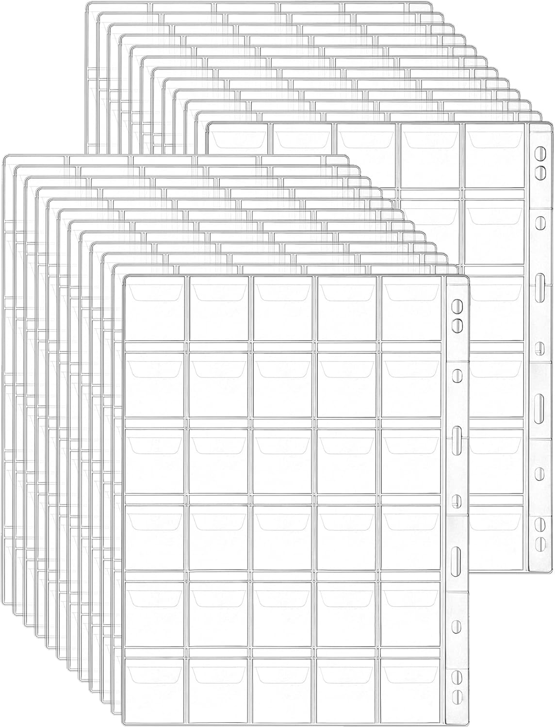 QWORK® 12 Blatt Münzsammlungsseiten, Münztasche für Münzalbum, 9-Loch, 30 Fäc...