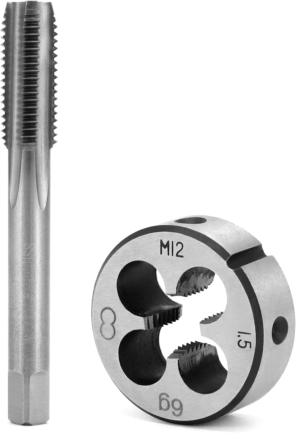 QWORK® Gewindebohrer M12*1.5mm Gewindebohrer und Schneideisen Set