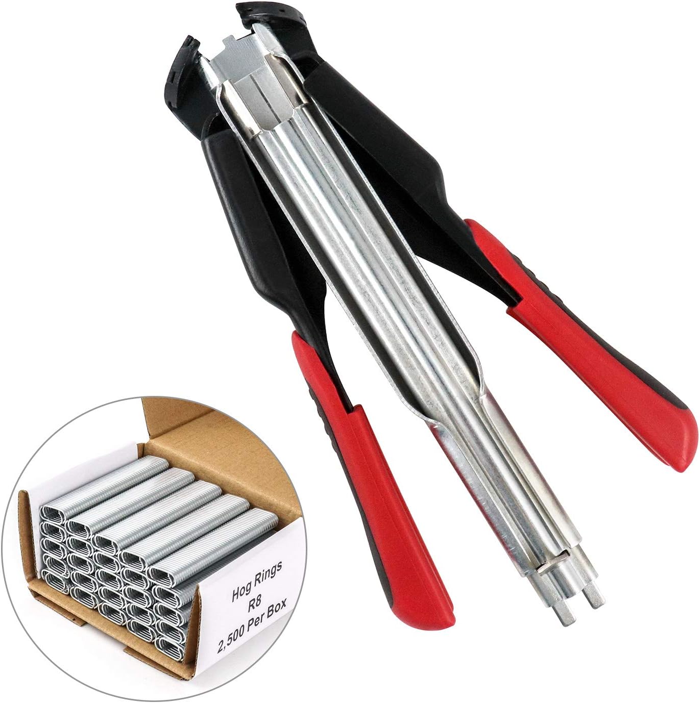 QWORK® Hog Ring Zange Kit, Automatische Zaun Zange mit 2500 Stück Hog Ringe f...