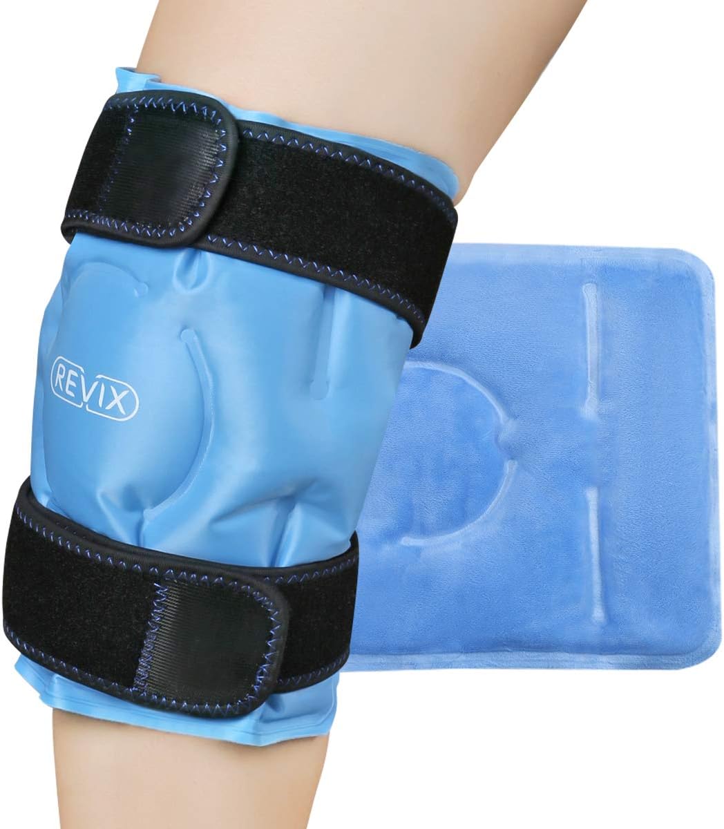 REVIX Knie Kühlmanschette mit Gel-Kühlpad – Wiederverwendbares Kühlpack für K...