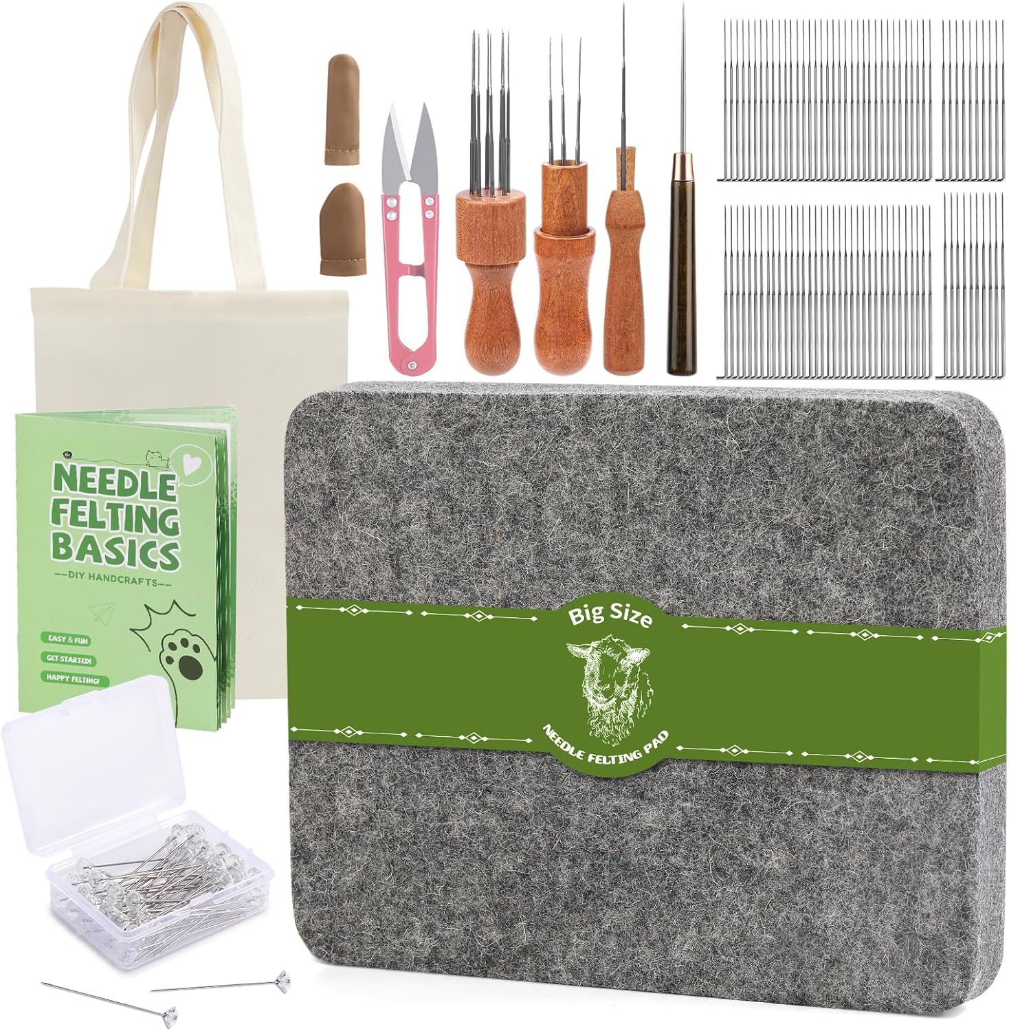 Riddur Filz Nadeln Set, Nadelfilz Set, 8×10 Zoll Filzen Pad, 90 Pcs Filznadel...