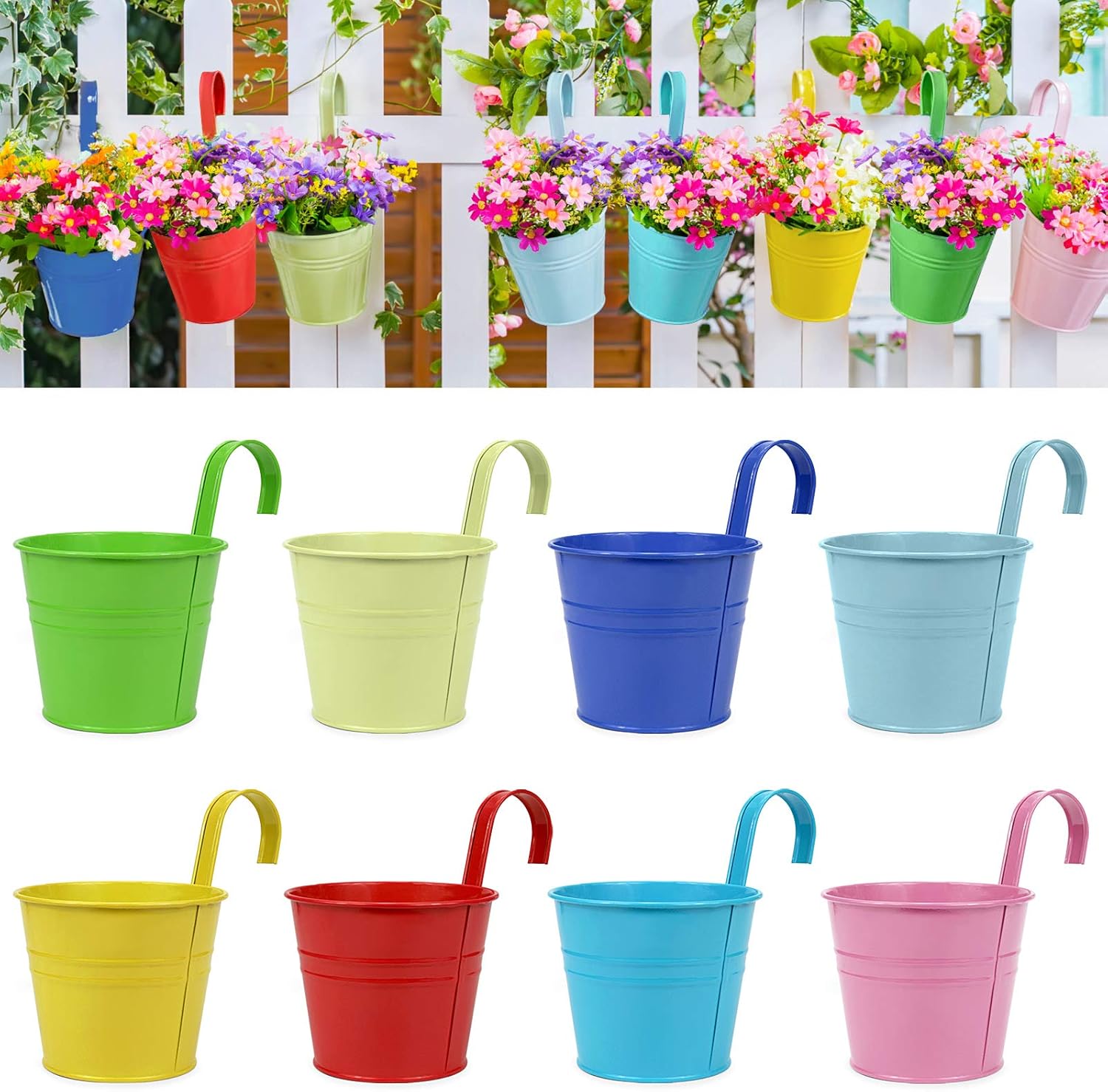 RIOGOO Blumentöpfe zum Aufhängen Eisen Hängeblumentöpfe, Balkon Garten Töpfe ...