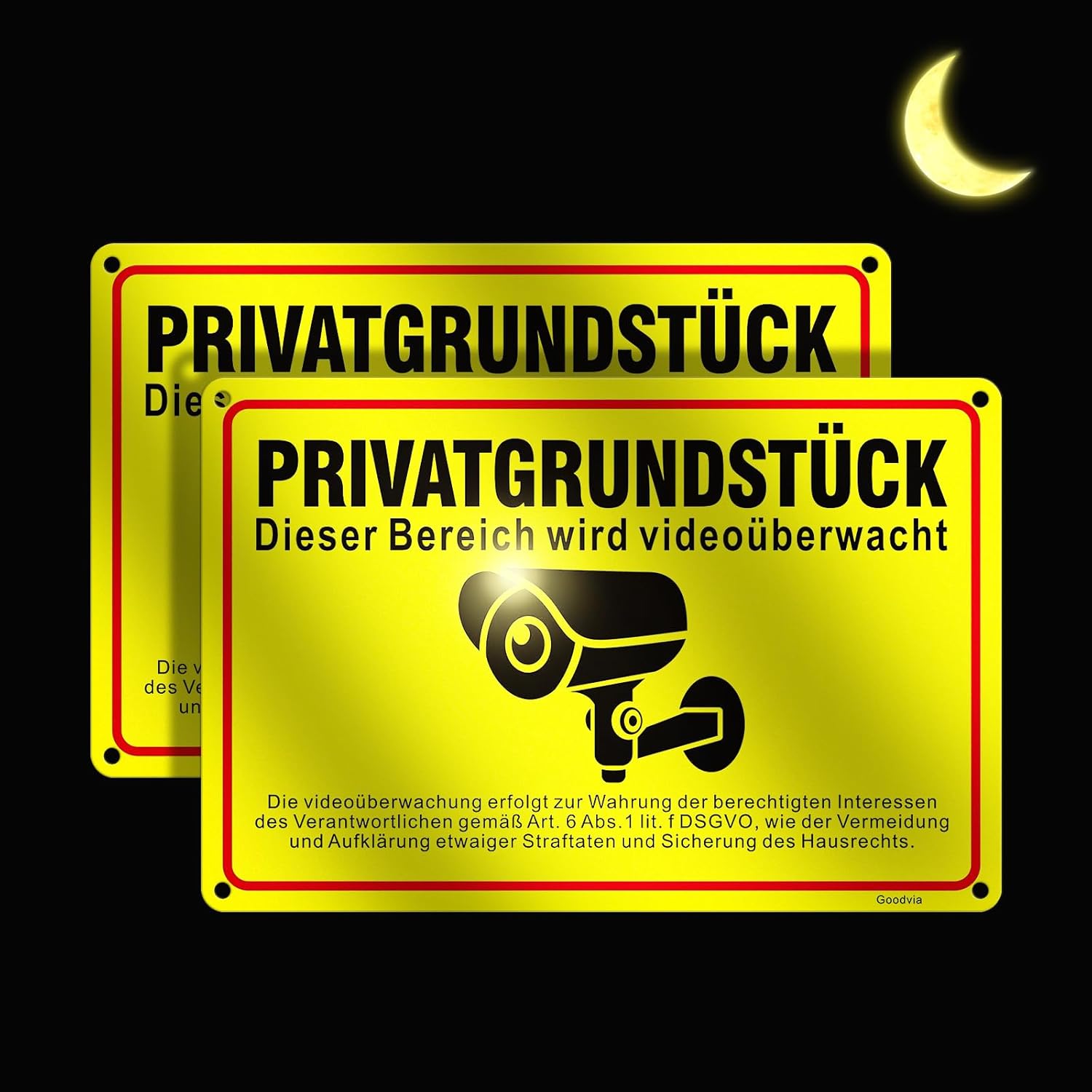 Schild Videoüberwachung Privatgrundstück DSGVO Aluminium-Metall 30x20cm(A4) G...