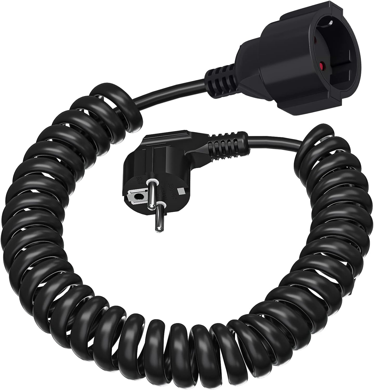 Schuko Verlängerungskabel, Schutzkontakt Spiralleitung dehnbar von 0,6m bis 2...