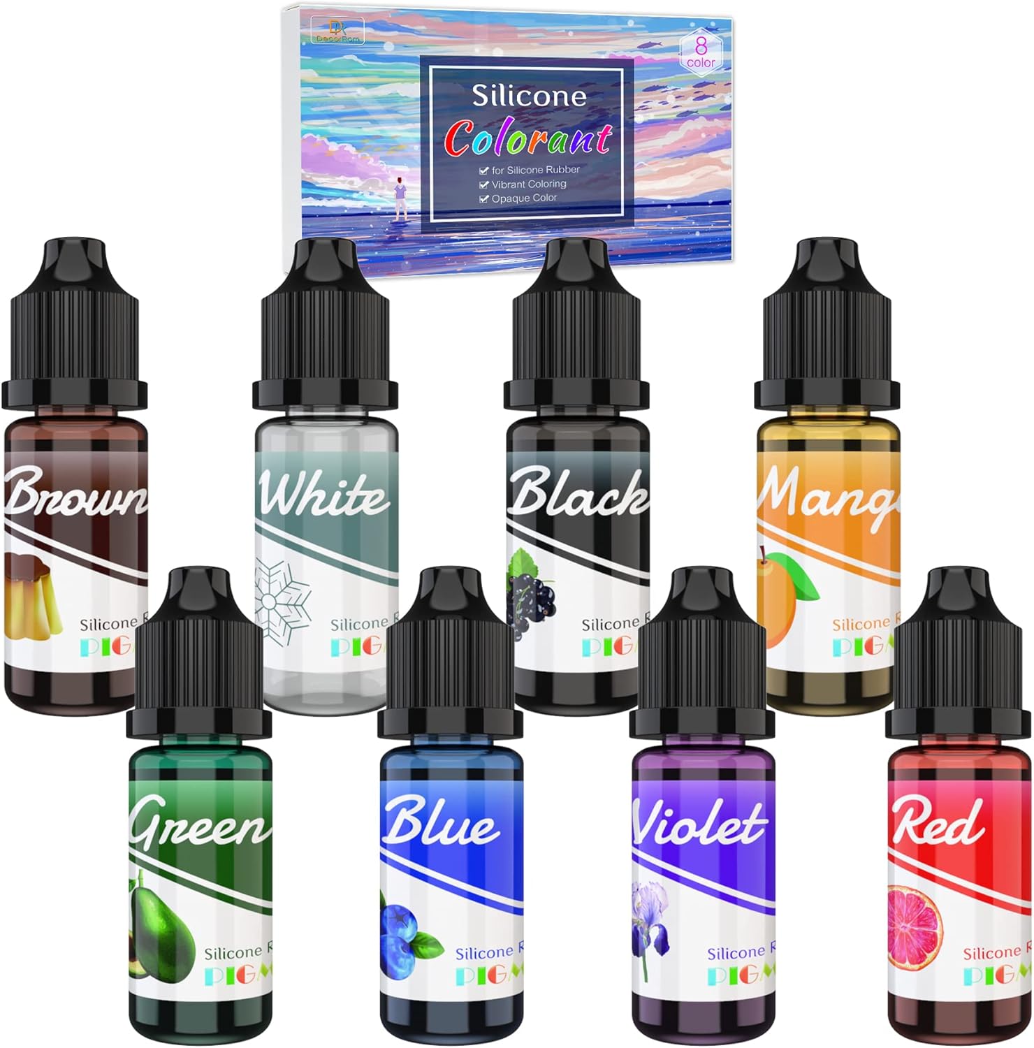 Silikon Kautschuk Farbe - 8 Farben Flüssiger Silikon Pigment fur Silikonform ...
