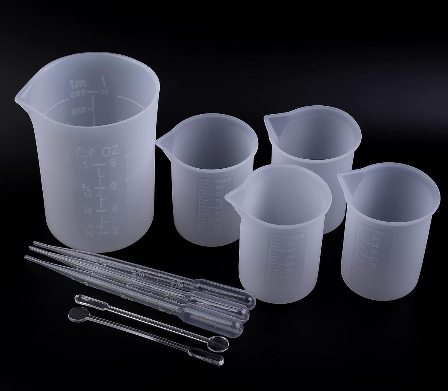Silikon Messbecher Set für Epoxidharz, Silikon Becherz für Antihaft-Mischbech...