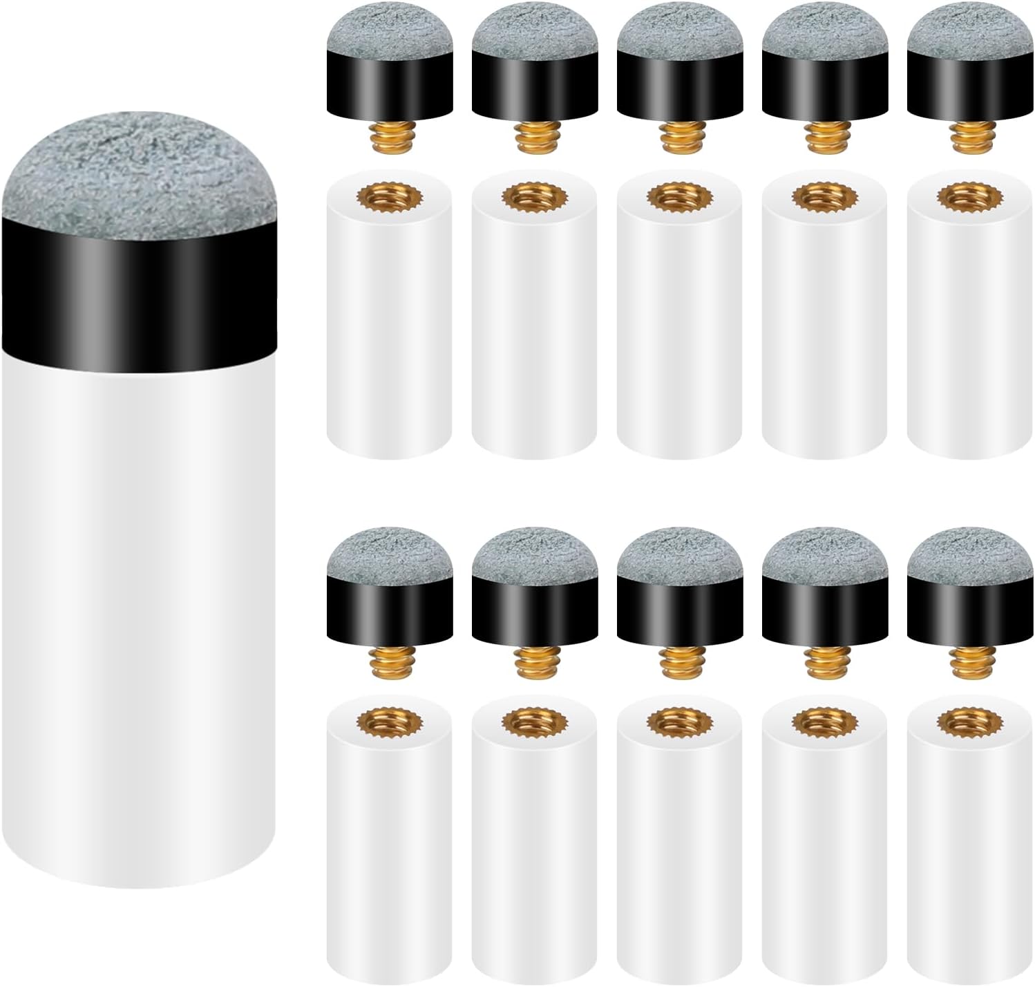 Sliverdew 10 Stück Billard Queue Spitzen Ersatz Schraub Tipps mit Pool Queue ...