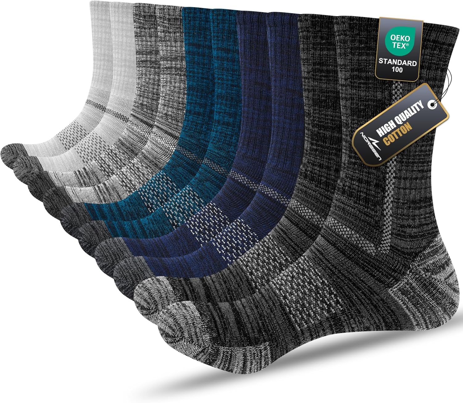 Socken Herren, Gepolstert Atmungsaktive Wandersocken Sportsocken, Baumwolle C...