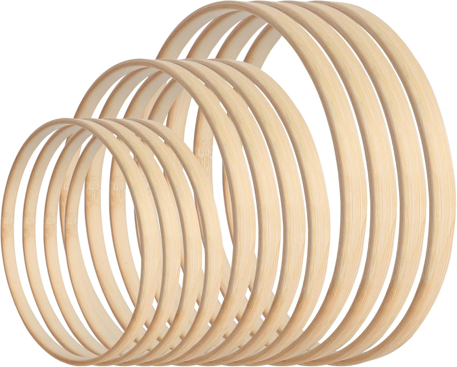 SOSMAR 12 Stück Set - 20 25 & 30cm Holzringe zum Basteln - Bambus Holz Ringe ...