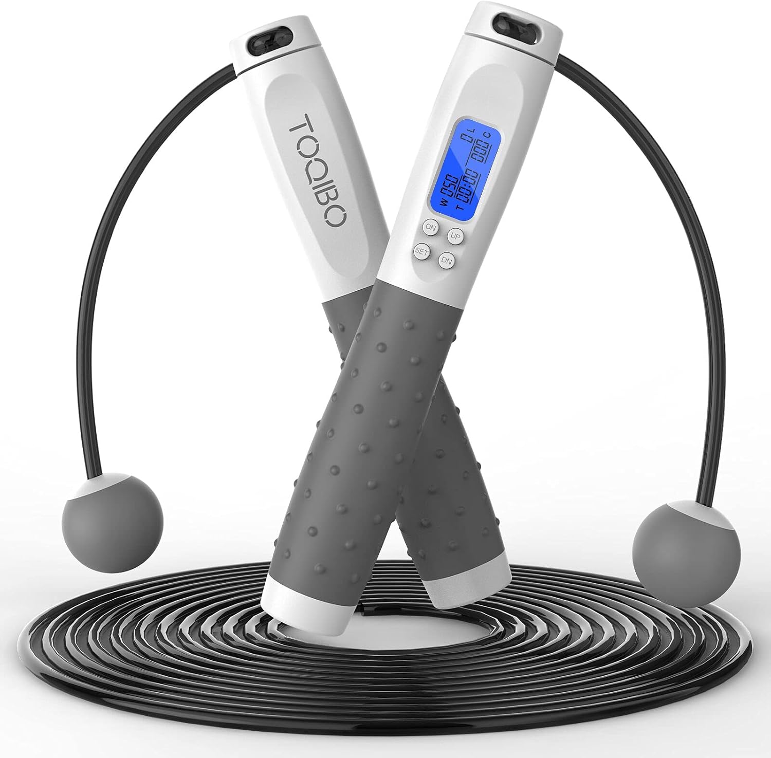 Springseil mit digital Zähler, Profi Kugellager & Anti-Rutsch Griffe, Verstel...