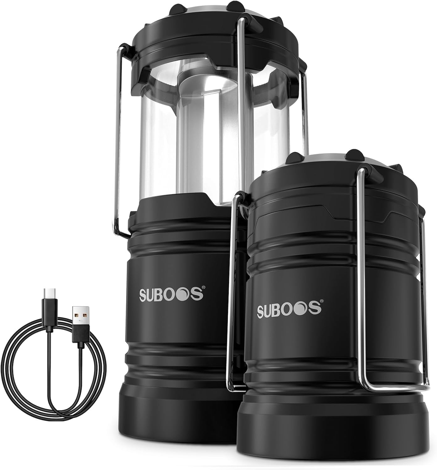 SUBOOS Campinglampe Aufladbar, Hybrid Licht Solar & AA Batteriebetriebene LED...