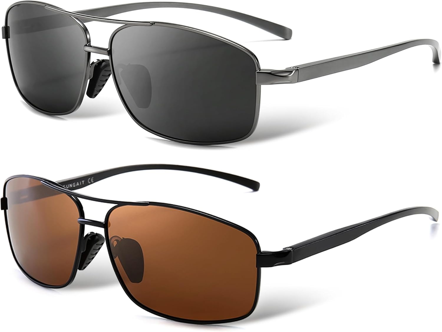 SUNGAIT Ultraleichte Rechteckig Sonnenbrille Herren Polarisierte UV400-Schutz...