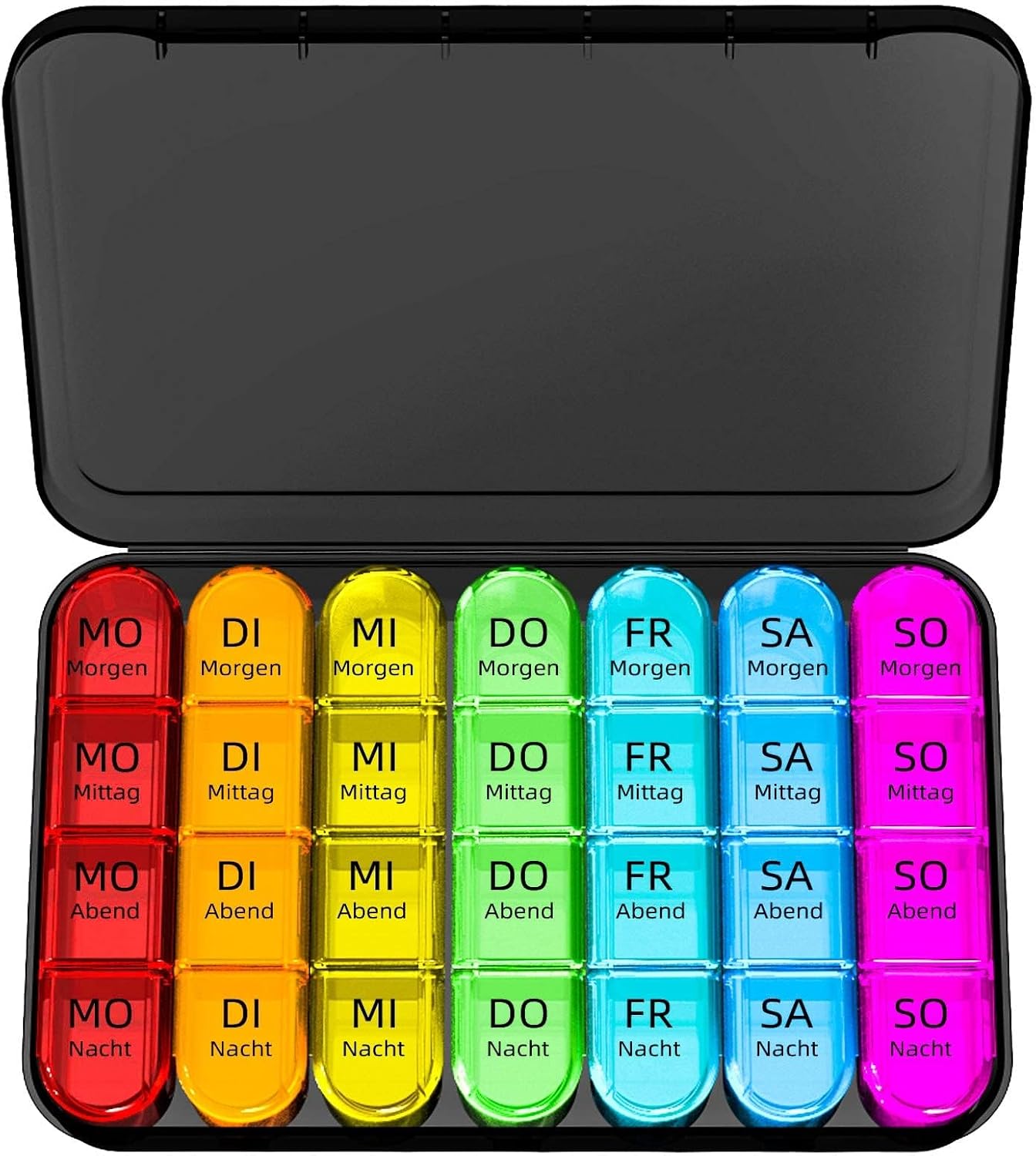 Tablettenbox 7 Tage Morgens Mittags Abends, Klein Pillendose Große Fächer, Me...