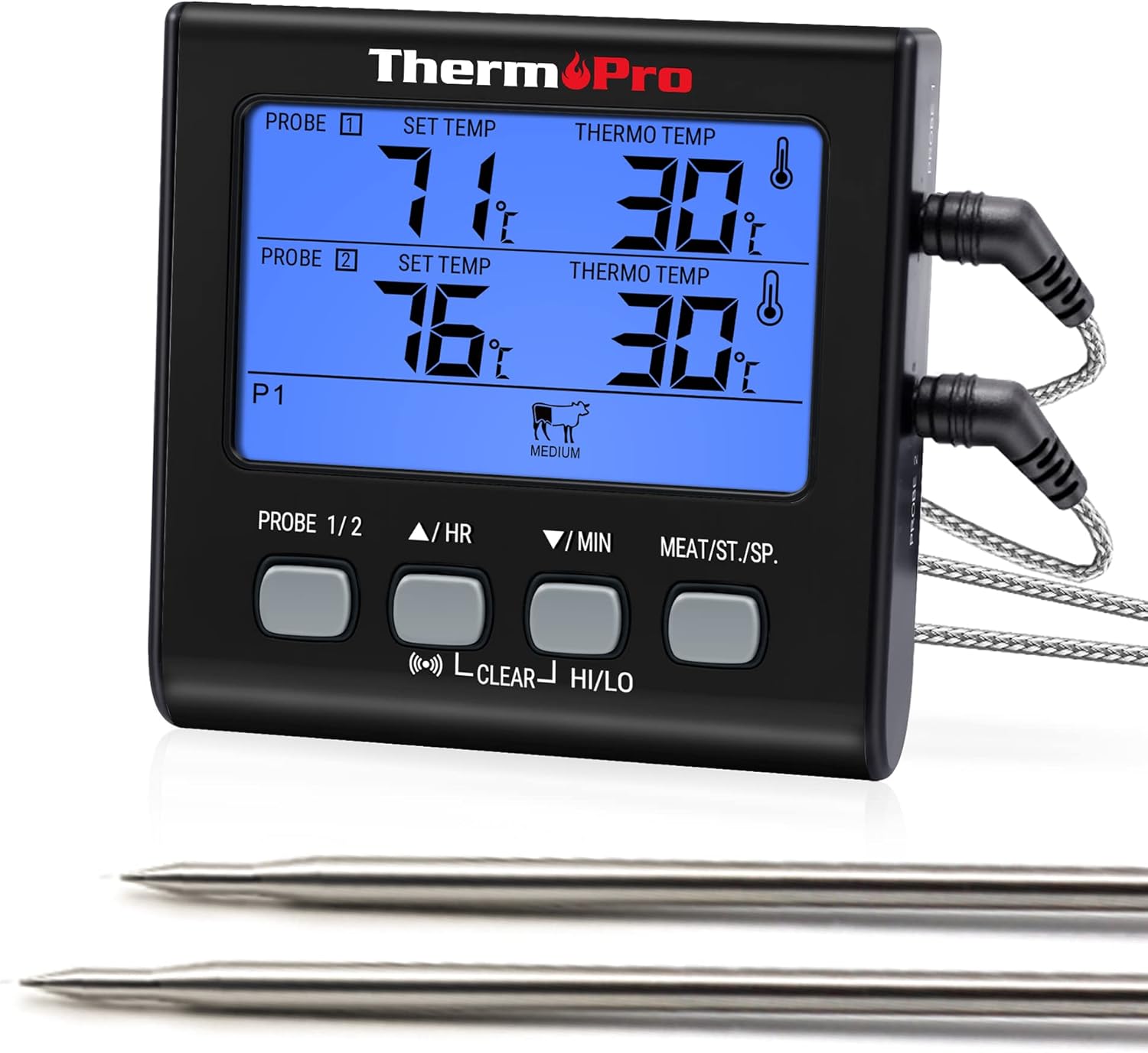 ThermoPro Fleischthermometer Digitales Grill-Thermometer Bratenthermometer Kü...
