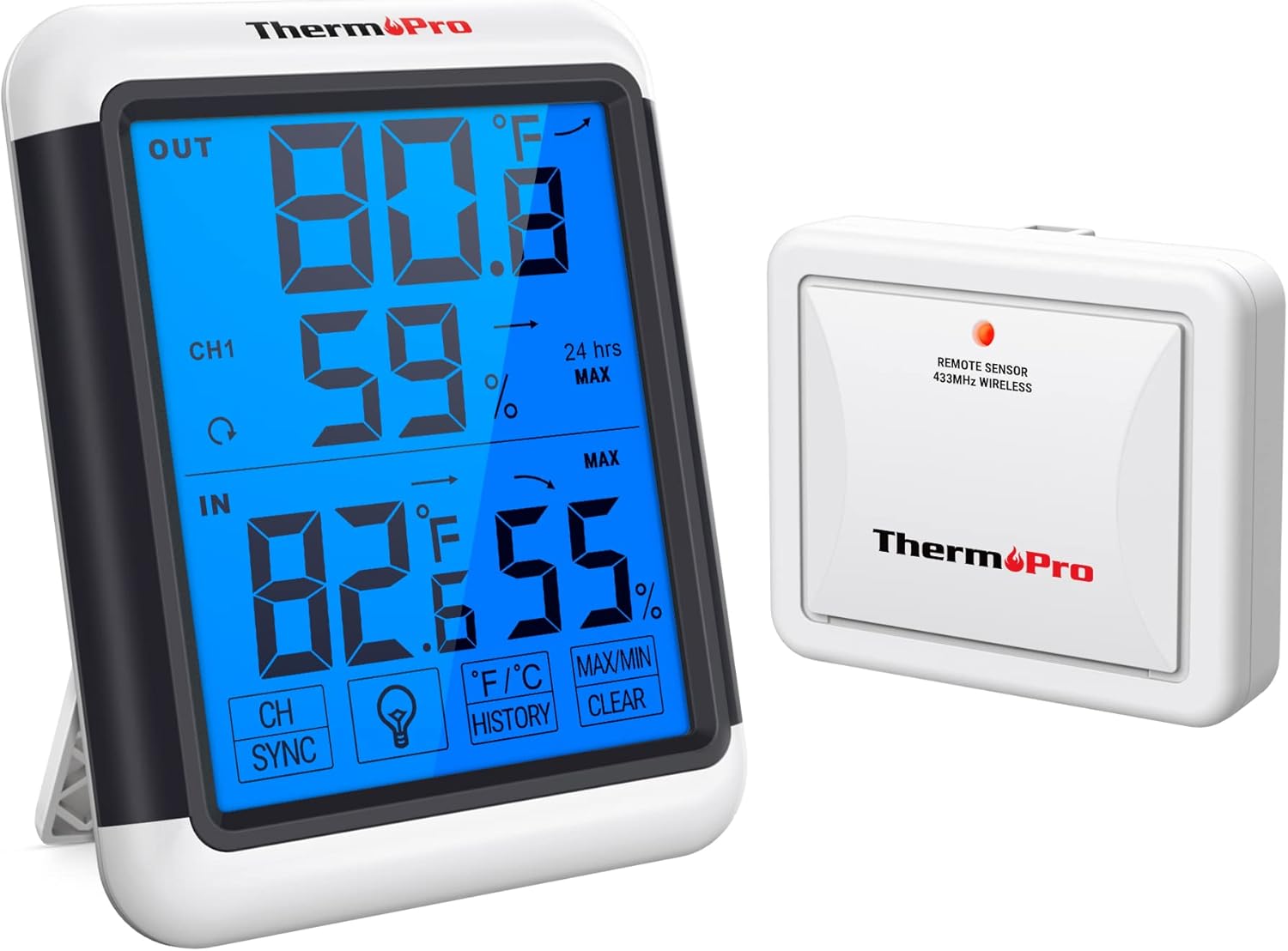 ThermoPro TP65 Funk Thermo-Hygrometer Digitales Thermometer Hygrometer Klima-...