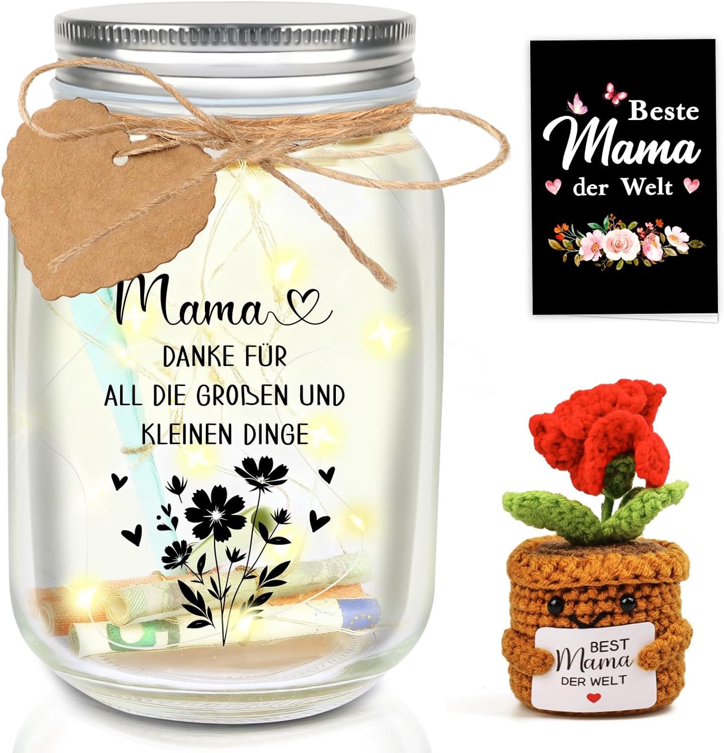 TUZELIYA Geschenk für Mama - LED Flaschenlicht mit Spruch - Liebevolles Mutte...